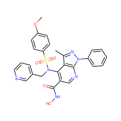 COc1ccc(S(=O)(=O)N(Cc2cccnc2)c2c(C(=O)NO)cnc3c2c(C)nn3-c2ccccc2)cc1 ZINC000001489872