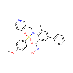 COc1ccc(S(=O)(=O)N(Cc2cccnc2)c2c(C)cc(-c3ccccc3)cc2C(=O)NO)cc1 ZINC000001494169