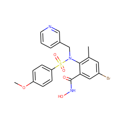 COc1ccc(S(=O)(=O)N(Cc2cccnc2)c2c(C)cc(Br)cc2C(=O)NO)cc1 ZINC000026285988