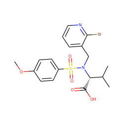 COc1ccc(S(=O)(=O)N(Cc2cccnc2Br)[C@@H](C(=O)O)C(C)C)cc1 ZINC000028865141