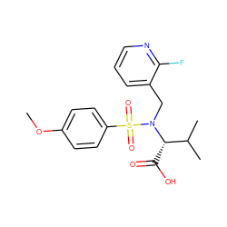 COc1ccc(S(=O)(=O)N(Cc2cccnc2F)[C@@H](C(=O)O)C(C)C)cc1 ZINC000028865135