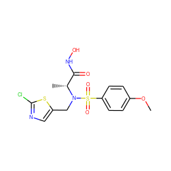 COc1ccc(S(=O)(=O)N(Cc2cnc(Cl)s2)[C@H](C)C(=O)NO)cc1 ZINC000013440827