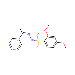 COc1ccc(S(=O)(=O)N/N=C(/C)c2ccncc2)c(OC)c1 ZINC000015934438