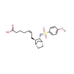 COc1ccc(S(=O)(=O)N[C@@H]2[C@@H]3CC[C@@H](C3)[C@H]2C/C=C\CCCC(=O)O)cc1 ZINC000013521195