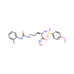 COc1ccc(S(=O)(=O)N[C@H](CCCNC(=O)Nc2ccccc2C)C(=O)NO)cc1 ZINC000026185003