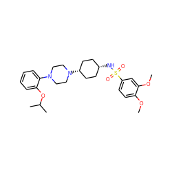 COc1ccc(S(=O)(=O)N[C@H]2CC[C@@H](N3CCN(c4ccccc4OC(C)C)CC3)CC2)cc1OC ZINC000101127740