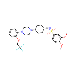 COc1ccc(S(=O)(=O)N[C@H]2CC[C@@H](N3CCN(c4ccccc4OCC(F)(F)F)CC3)CC2)cc1OC ZINC000101151420