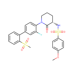 COc1ccc(S(=O)(=O)N[C@H]2CCCN(c3ccc(-c4ccccc4S(C)(=O)=O)cc3F)C2=O)cc1 ZINC000003990583