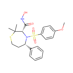 COc1ccc(S(=O)(=O)N2[C@H](c3ccccc3)CCSC(C)(C)[C@@H]2C(=O)NO)cc1 ZINC000027521260