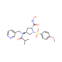 COc1ccc(S(=O)(=O)N2C[C@@H](N(Cc3cccnc3)C(=O)C(C)C)C[C@@H]2C(=O)NO)cc1 ZINC000013835731