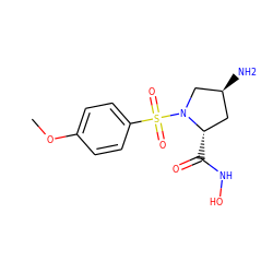 COc1ccc(S(=O)(=O)N2C[C@@H](N)C[C@@H]2C(=O)NO)cc1 ZINC000013835718