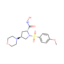 COc1ccc(S(=O)(=O)N2C[C@@H](N3CCOCC3)C[C@@H]2C(=O)NO)cc1 ZINC000013835745