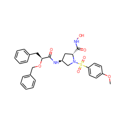 COc1ccc(S(=O)(=O)N2C[C@@H](NC(=O)[C@H](Cc3ccccc3)OCc3ccccc3)C[C@@H]2C(=O)NO)cc1 ZINC000027557265