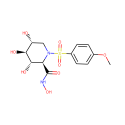COc1ccc(S(=O)(=O)N2C[C@@H](O)[C@H](O)[C@@H](O)[C@@H]2C(=O)NO)cc1 ZINC000013537260