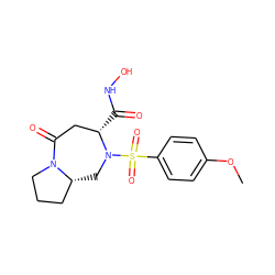 COc1ccc(S(=O)(=O)N2C[C@@H]3CCCN3C(=O)C[C@@H]2C(=O)NO)cc1 ZINC000025966619