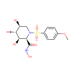 COc1ccc(S(=O)(=O)N2C[C@H](O)[C@@H](O)[C@H](O)[C@@H]2C(=O)NO)cc1 ZINC000013537253