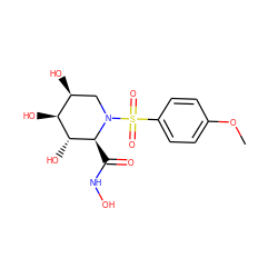 COc1ccc(S(=O)(=O)N2C[C@H](O)[C@H](O)[C@@H](O)[C@@H]2C(=O)NO)cc1 ZINC000013537256