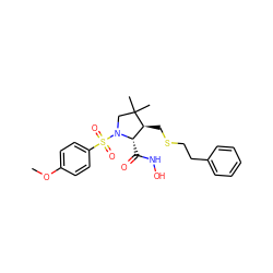 COc1ccc(S(=O)(=O)N2CC(C)(C)[C@@H](CSCCc3ccccc3)[C@@H]2C(=O)NO)cc1 ZINC000013864009