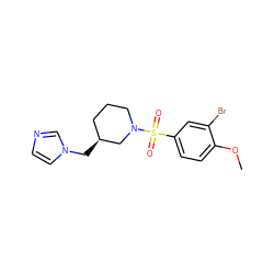 COc1ccc(S(=O)(=O)N2CCC[C@H](Cn3ccnc3)C2)cc1Br ZINC000653861701