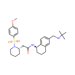 COc1ccc(S(=O)(=O)N2CCCC[C@H]2CC(=O)N[C@@H]2CCCc3cc(CNC(C)(C)C)ccc32)cc1 ZINC000036161425