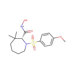 COc1ccc(S(=O)(=O)N2CCCCC(C)(C)[C@@H]2C(=O)NO)cc1 ZINC000013801752