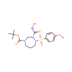 COc1ccc(S(=O)(=O)N2CCCN(C(=O)OC(C)(C)C)C[C@@H]2C(=O)NO)cc1 ZINC000026638034