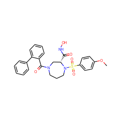 COc1ccc(S(=O)(=O)N2CCCN(C(=O)c3ccccc3-c3ccccc3)C[C@@H]2C(=O)NO)cc1 ZINC000026643514