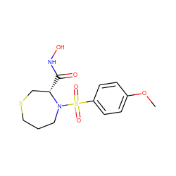 COc1ccc(S(=O)(=O)N2CCCSC[C@@H]2C(=O)NO)cc1 ZINC000013801741