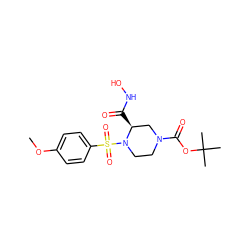 COc1ccc(S(=O)(=O)N2CCN(C(=O)OC(C)(C)C)C[C@@H]2C(=O)NO)cc1 ZINC000013804598