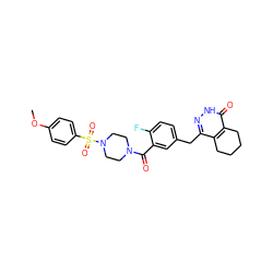 COc1ccc(S(=O)(=O)N2CCN(C(=O)c3cc(Cc4n[nH]c(=O)c5c4CCCC5)ccc3F)CC2)cc1 ZINC000149182295