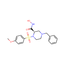 COc1ccc(S(=O)(=O)N2CCN(Cc3ccccc3)C[C@@H]2C(=O)NO)cc1 ZINC000013804586