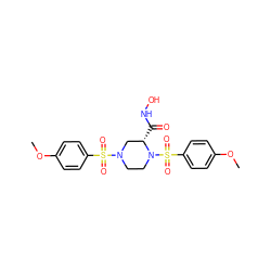 COc1ccc(S(=O)(=O)N2CCN(S(=O)(=O)c3ccc(OC)cc3)[C@@H](C(=O)NO)C2)cc1 ZINC000013804592