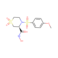 COc1ccc(S(=O)(=O)N2CCS(=O)(=O)C[C@@H]2C(=O)NO)cc1 ZINC000013801731