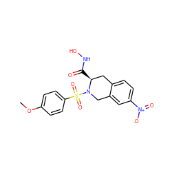 COc1ccc(S(=O)(=O)N2Cc3cc([N+](=O)[O-])ccc3C[C@@H]2C(=O)NO)cc1 ZINC000003939390