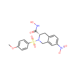 COc1ccc(S(=O)(=O)N2Cc3cc([N+](=O)[O-])ccc3C[C@H]2C(=O)NO)cc1 ZINC000001489011