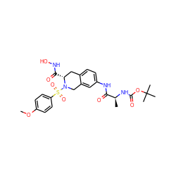 COc1ccc(S(=O)(=O)N2Cc3cc(NC(=O)[C@H](C)NC(=O)OC(C)(C)C)ccc3C[C@H]2C(=O)NO)cc1 ZINC000027519088