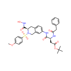 COc1ccc(S(=O)(=O)N2Cc3cc(NC(=O)[C@H](CC(=O)OC(C)(C)C)NC(=O)Cc4ccccc4)ccc3C[C@@H]2C(=O)NO)cc1 ZINC000027520301