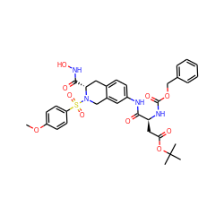 COc1ccc(S(=O)(=O)N2Cc3cc(NC(=O)[C@H](CC(=O)OC(C)(C)C)NC(=O)OCc4ccccc4)ccc3C[C@H]2C(=O)NO)cc1 ZINC000029557354