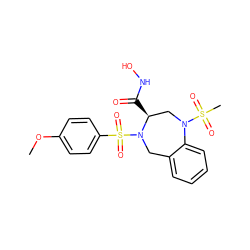 COc1ccc(S(=O)(=O)N2Cc3ccccc3N(S(C)(=O)=O)C[C@@H]2C(=O)NO)cc1 ZINC000013818587