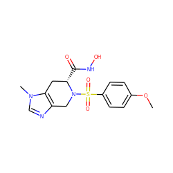 COc1ccc(S(=O)(=O)N2Cc3ncn(C)c3C[C@@H]2C(=O)NO)cc1 ZINC000013797691