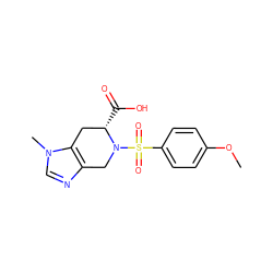 COc1ccc(S(=O)(=O)N2Cc3ncn(C)c3C[C@@H]2C(=O)O)cc1 ZINC000013797688