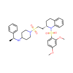 COc1ccc(S(=O)(=O)N2c3ccccc3CC[C@H]2CCS(=O)(=O)N2CCC(N[C@@H](C)c3ccccc3)CC2)c(OC)c1 ZINC000049695359