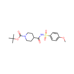 COc1ccc(S(=O)(=O)NC(=O)C2CCN(C(=O)OC(C)(C)C)CC2)cc1 ZINC000028123382