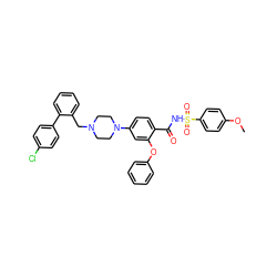 COc1ccc(S(=O)(=O)NC(=O)c2ccc(N3CCN(Cc4ccccc4-c4ccc(Cl)cc4)CC3)cc2Oc2ccccc2)cc1 ZINC000165335991