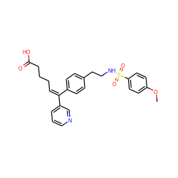 COc1ccc(S(=O)(=O)NCCc2ccc(/C(=C\CCCC(=O)O)c3cccnc3)cc2)cc1 ZINC000013733189