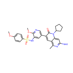 COc1ccc(S(=O)(=O)Nc2cc(-c3cc4c(C)nc(N)cc4n(C4CCCC4)c3=O)cnc2OC)cc1 ZINC000103260649