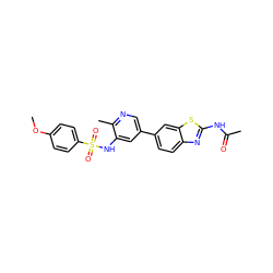 COc1ccc(S(=O)(=O)Nc2cc(-c3ccc4nc(NC(C)=O)sc4c3)cnc2C)cc1 ZINC000071296222