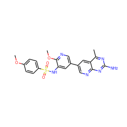 COc1ccc(S(=O)(=O)Nc2cc(-c3cnc4nc(N)nc(C)c4c3)cnc2OC)cc1 ZINC000299825309