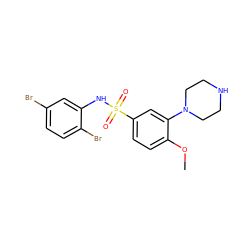 COc1ccc(S(=O)(=O)Nc2cc(Br)ccc2Br)cc1N1CCNCC1 ZINC000027653119
