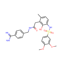 COc1ccc(S(=O)(=O)Nc2ccc(C)c(CC(=O)NCc3ccc(C(=N)N)cc3)c2O)cc1OC ZINC000028569596